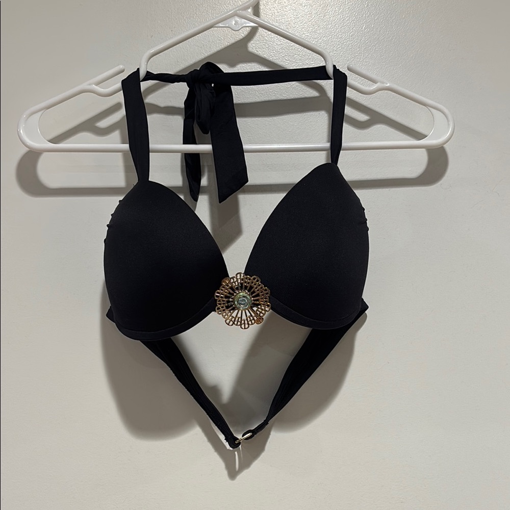Target Black push up Bikini Top with Gold Accent